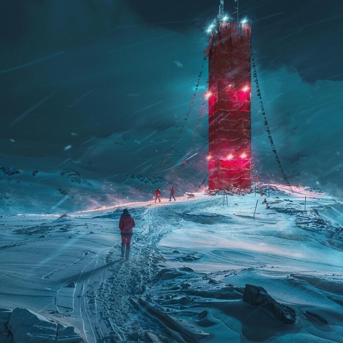 The Red Tower at Night