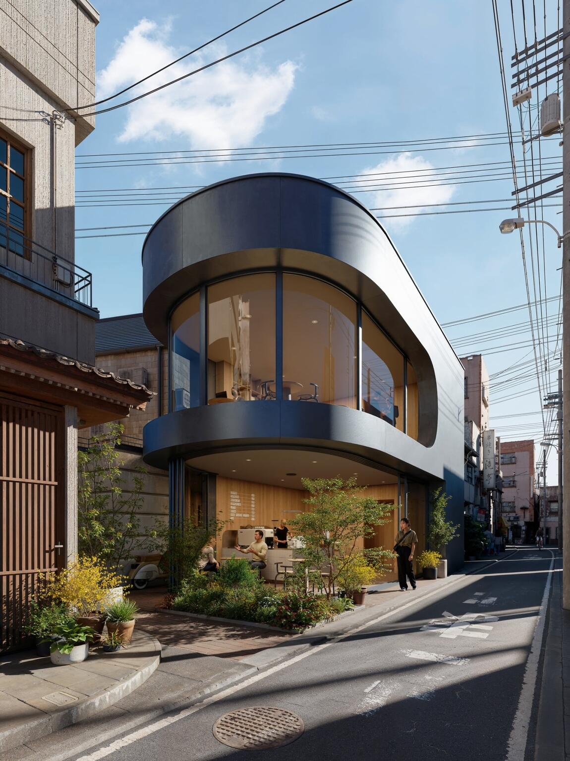 Small coffee shop in Japan – architectural 3D visualization project featured on CGAward