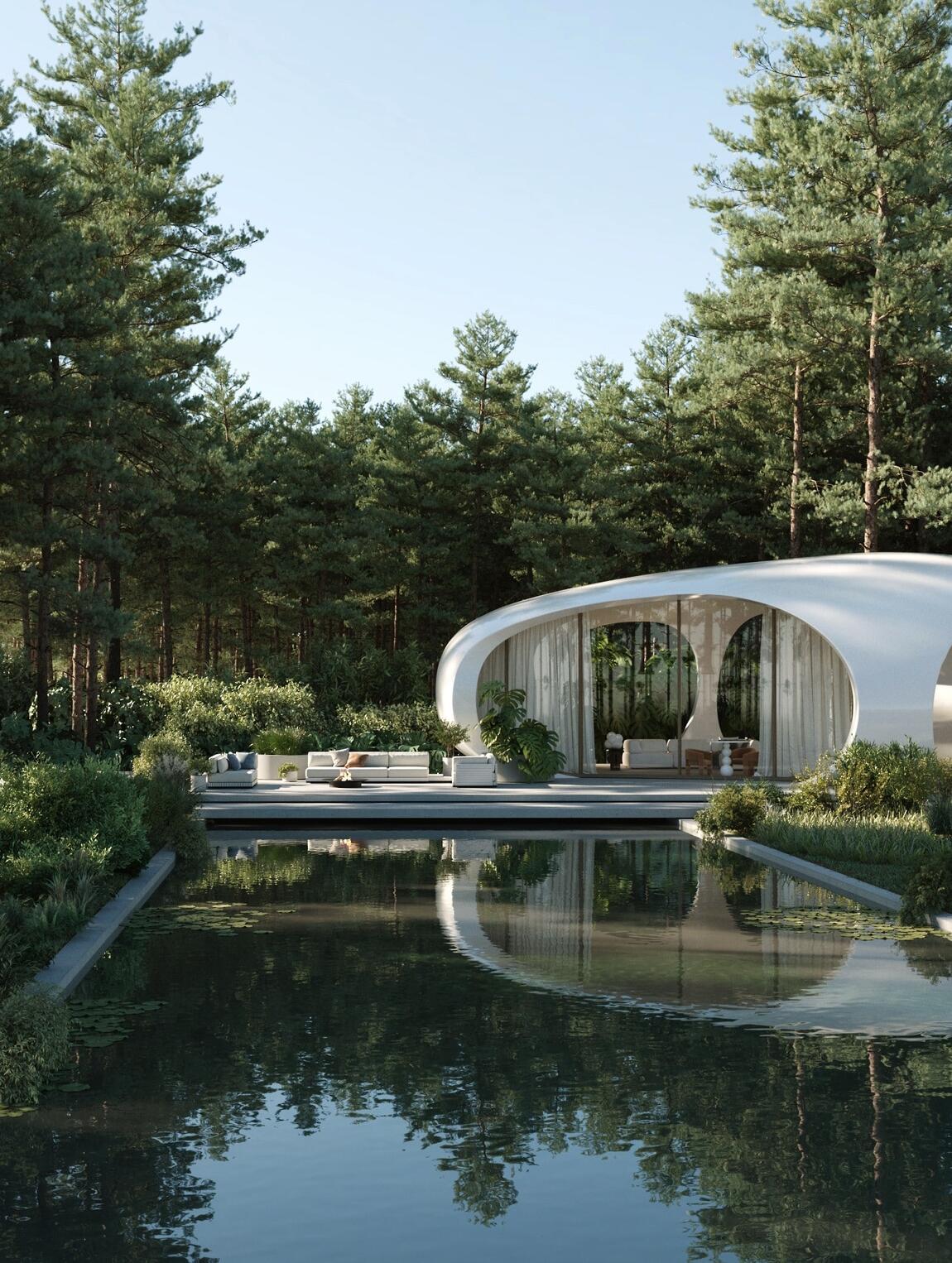 Shelter Under Trees – architectural 3D visualization project featured on CGAward
