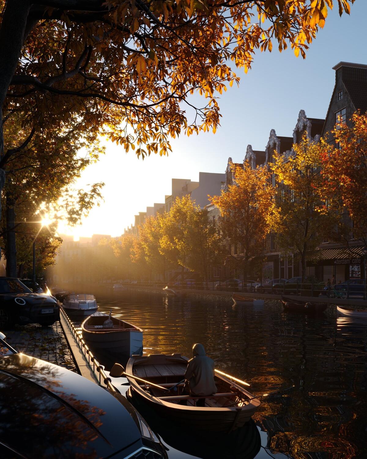 Cozy Autumn on River – architectural 3D visualization project featured on CGAward