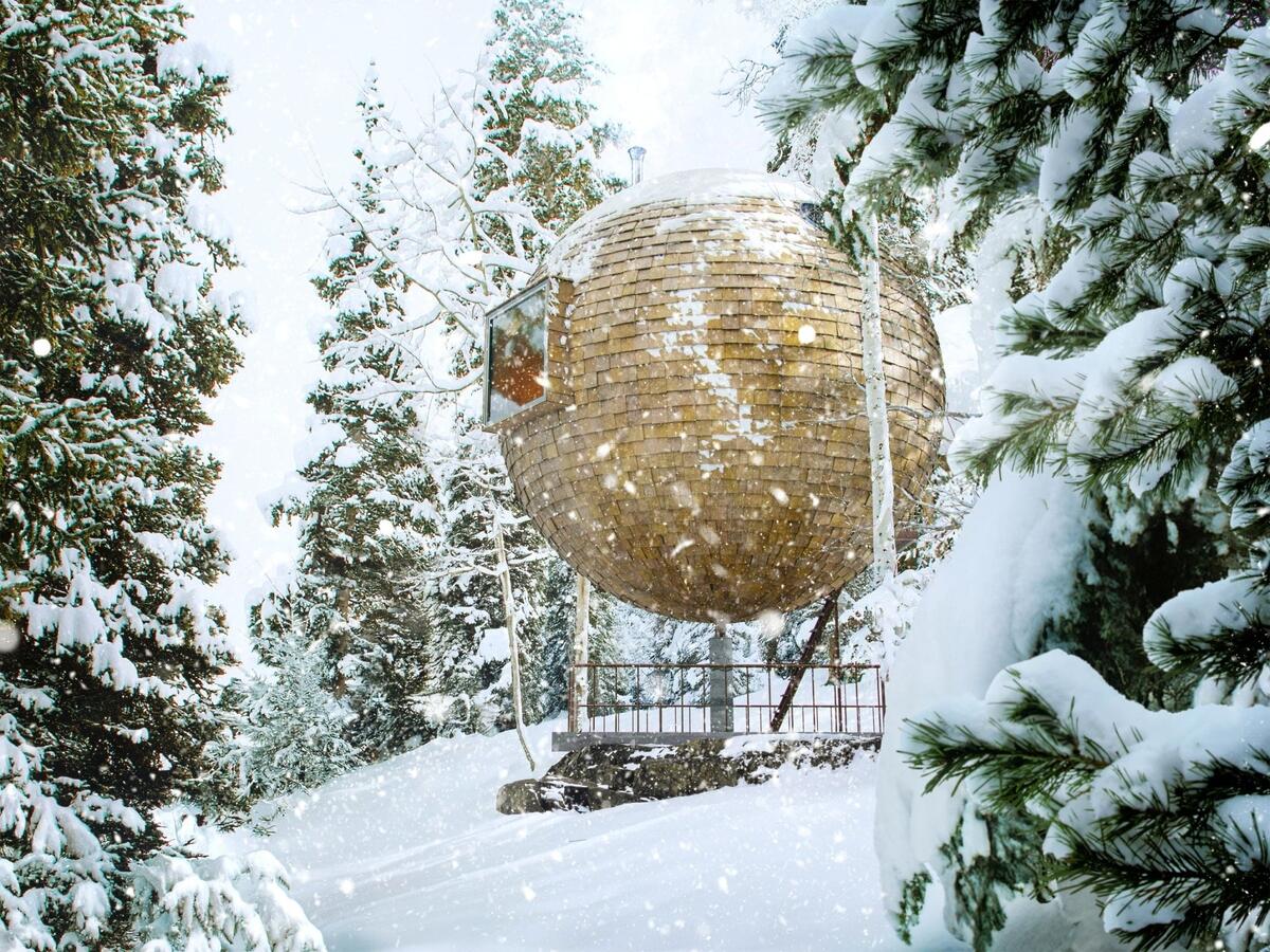 Cabin in the snow – architectural 3D visualization project featured on CGAward