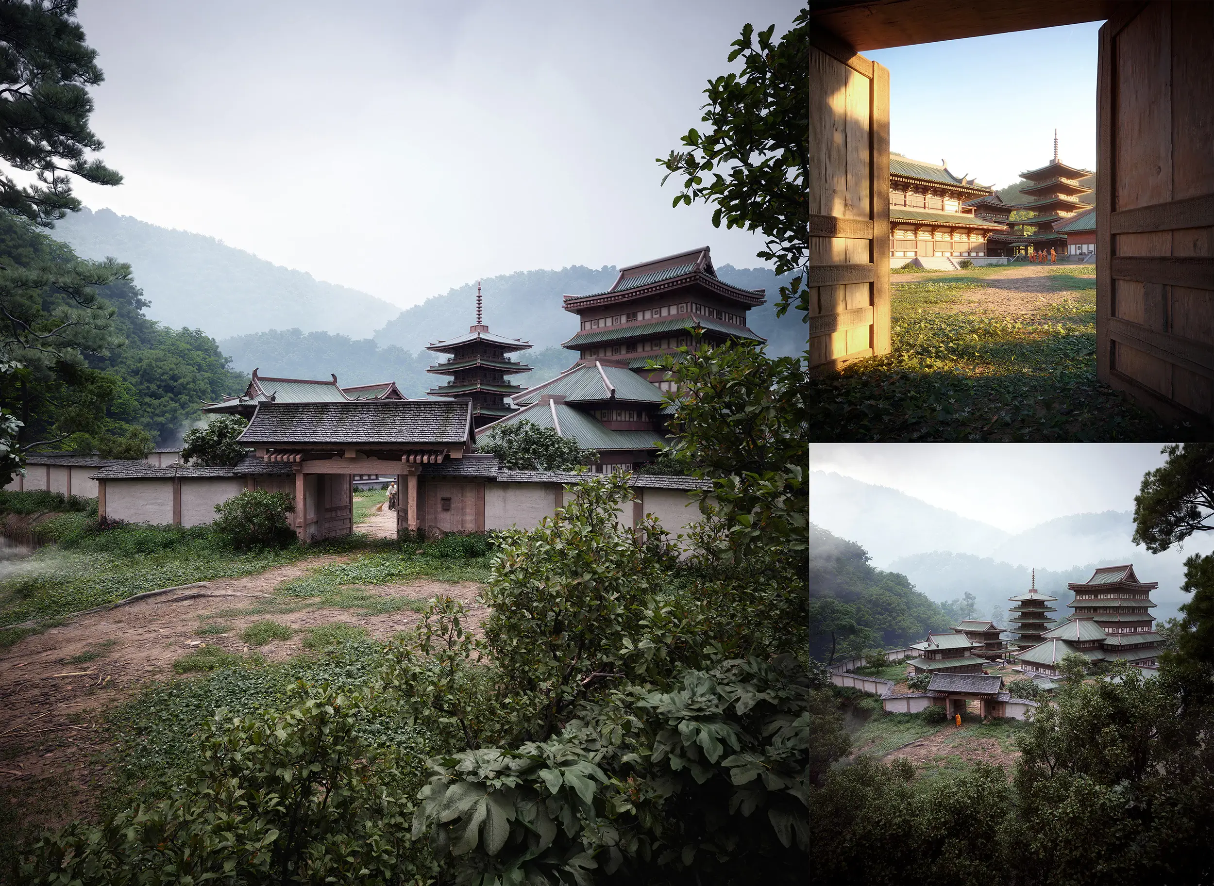 Buddhist temple complex in Japan 3Ds Max & Corona Rendering Tutorial
