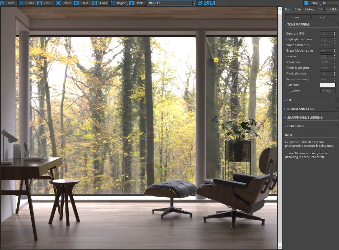 Autumn mood forest interior. Making of interior by 3Dmitri.