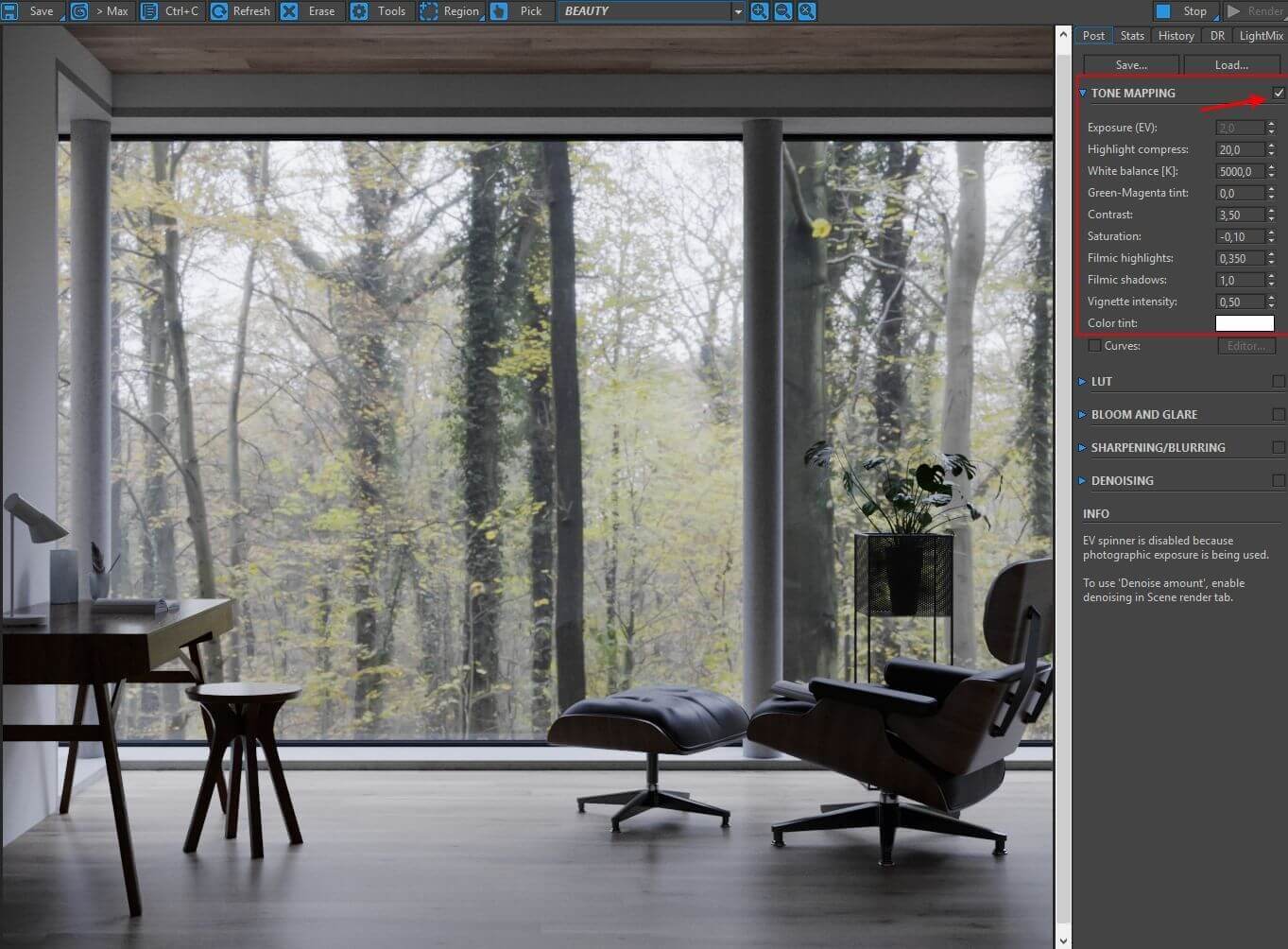 Autumn mood forest interior. Making of interior by 3Dmitri.