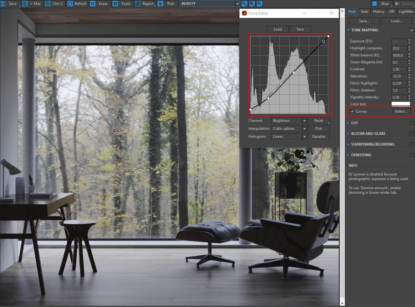 Autumn mood forest interior. Making of interior by 3Dmitri.