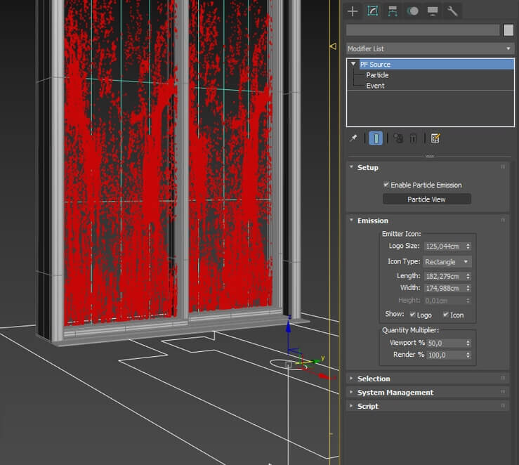 Rain drops on glass in 3ds max and Particle Flow