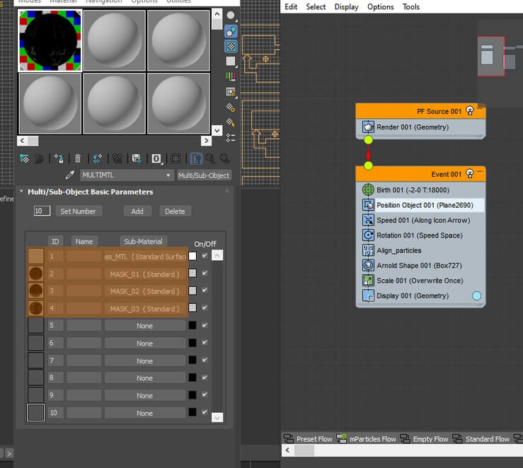 Rain drops on glass in 3ds max and Particle Flow