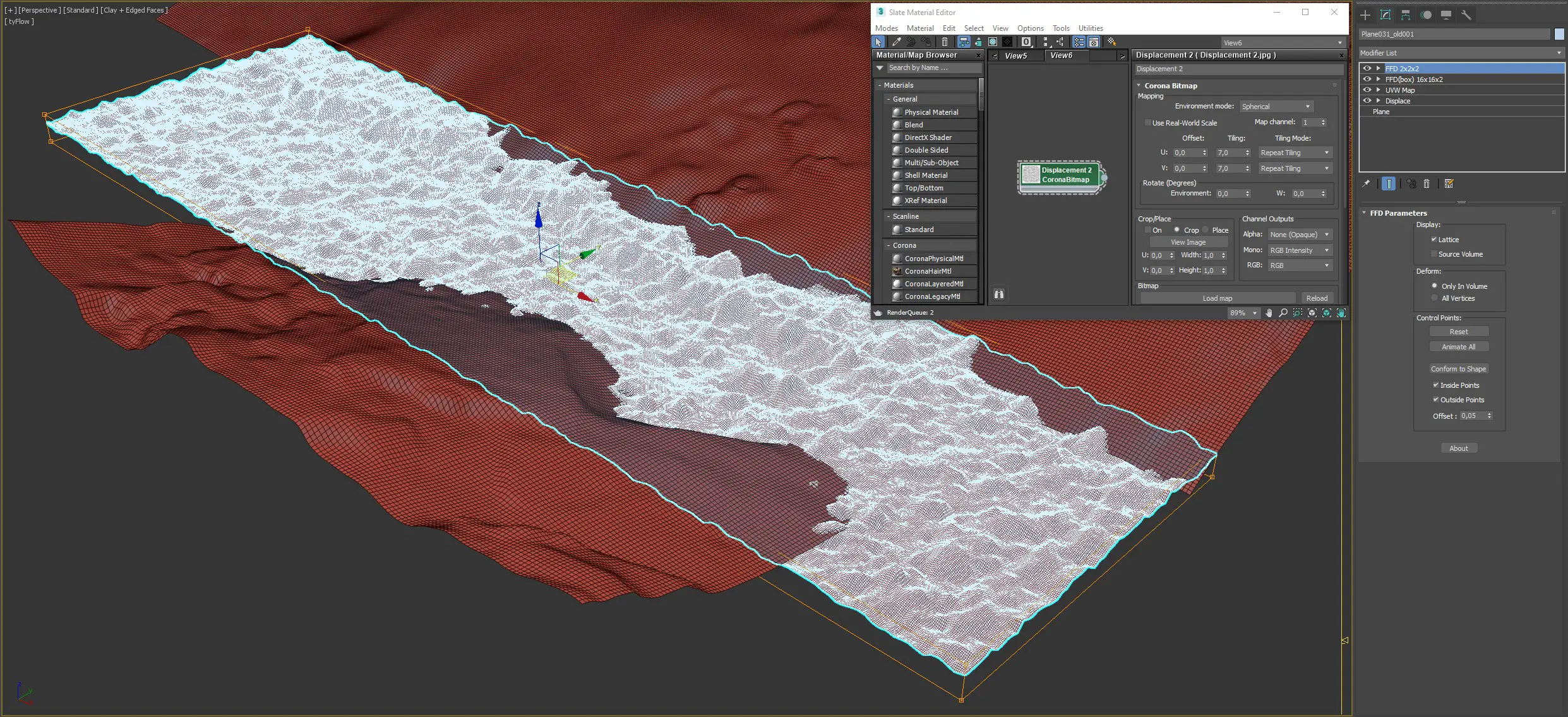 3D modeling of terrain in 3ds max and Free-Form Deformation FFD