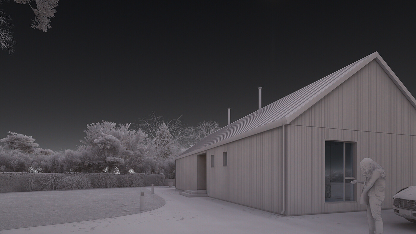 3d rendering of the exterior in clay grey color in Lumion
