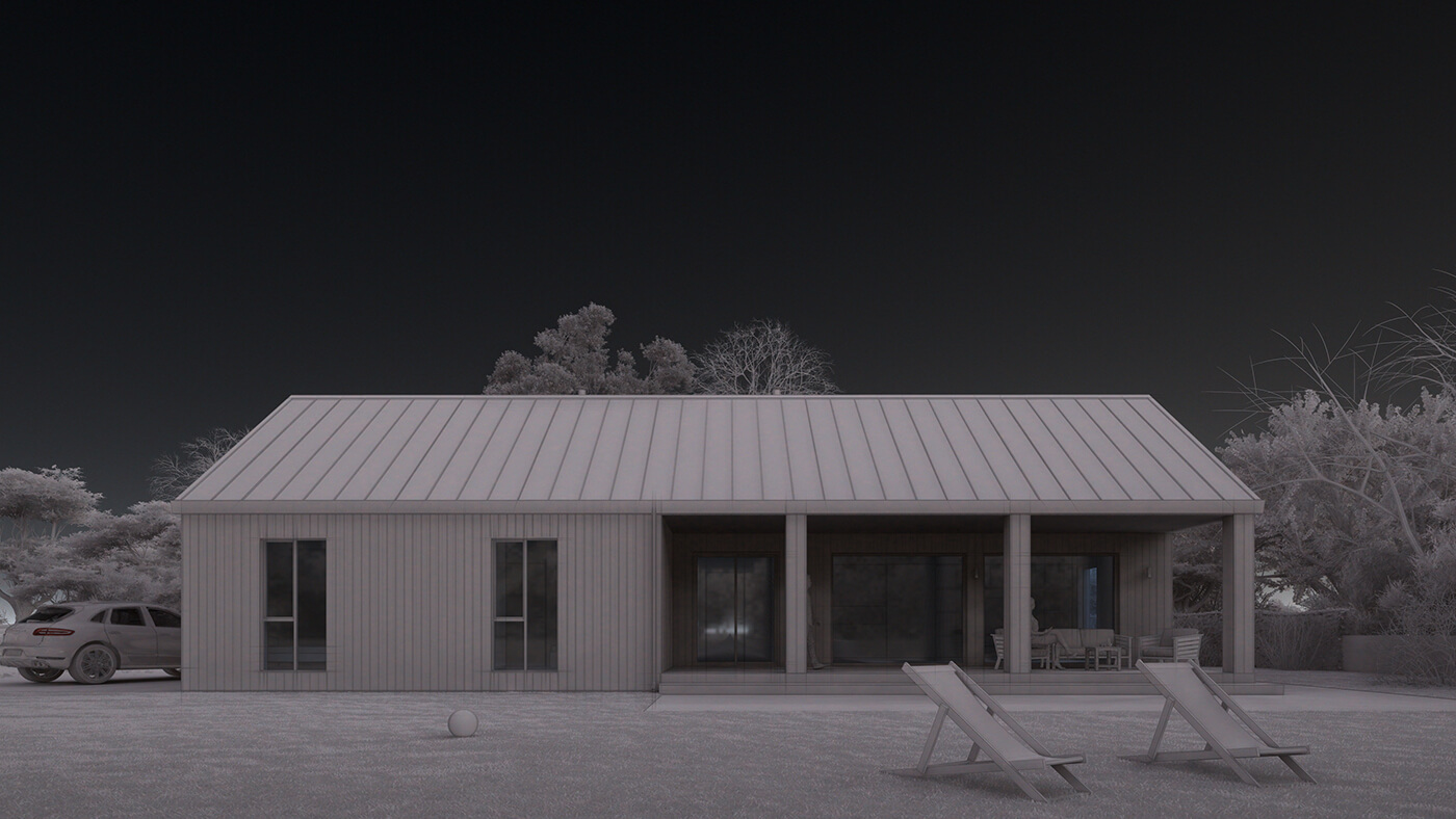 3d rendering of the exterior in clay grey color in Lumion