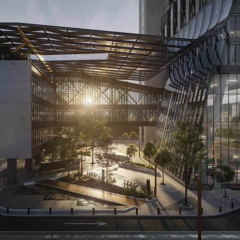 Commercial Exterior 3D rendering Corona