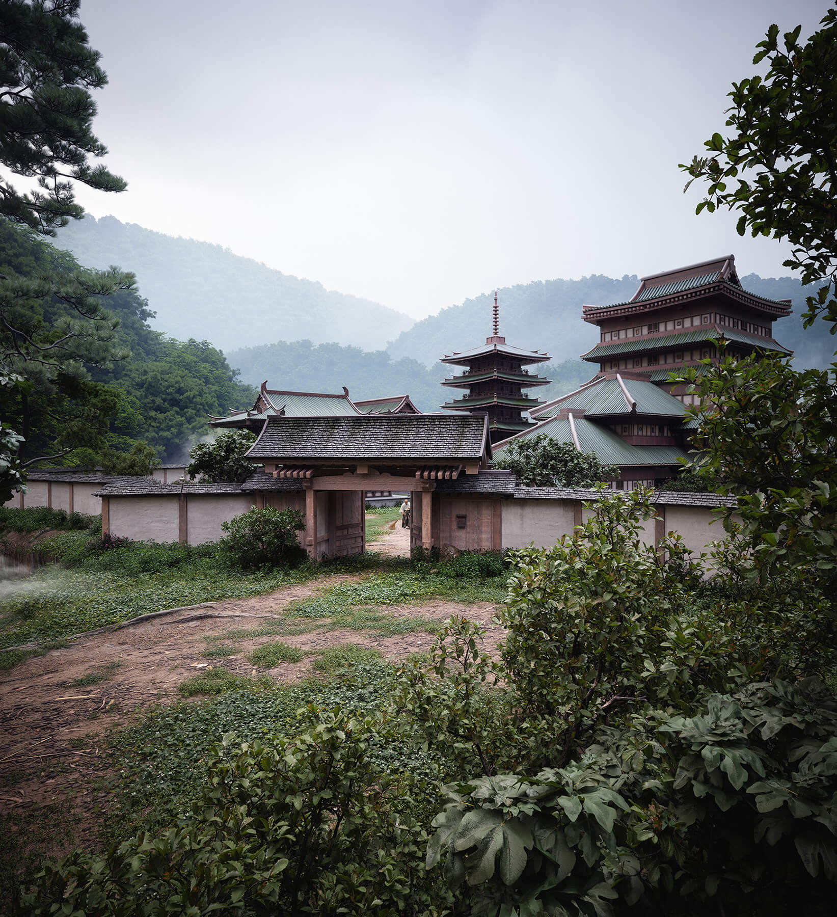 Buddhist temple complex in Japan Buddhist temple complex in Japan – architectural 3D visualization on CGAward